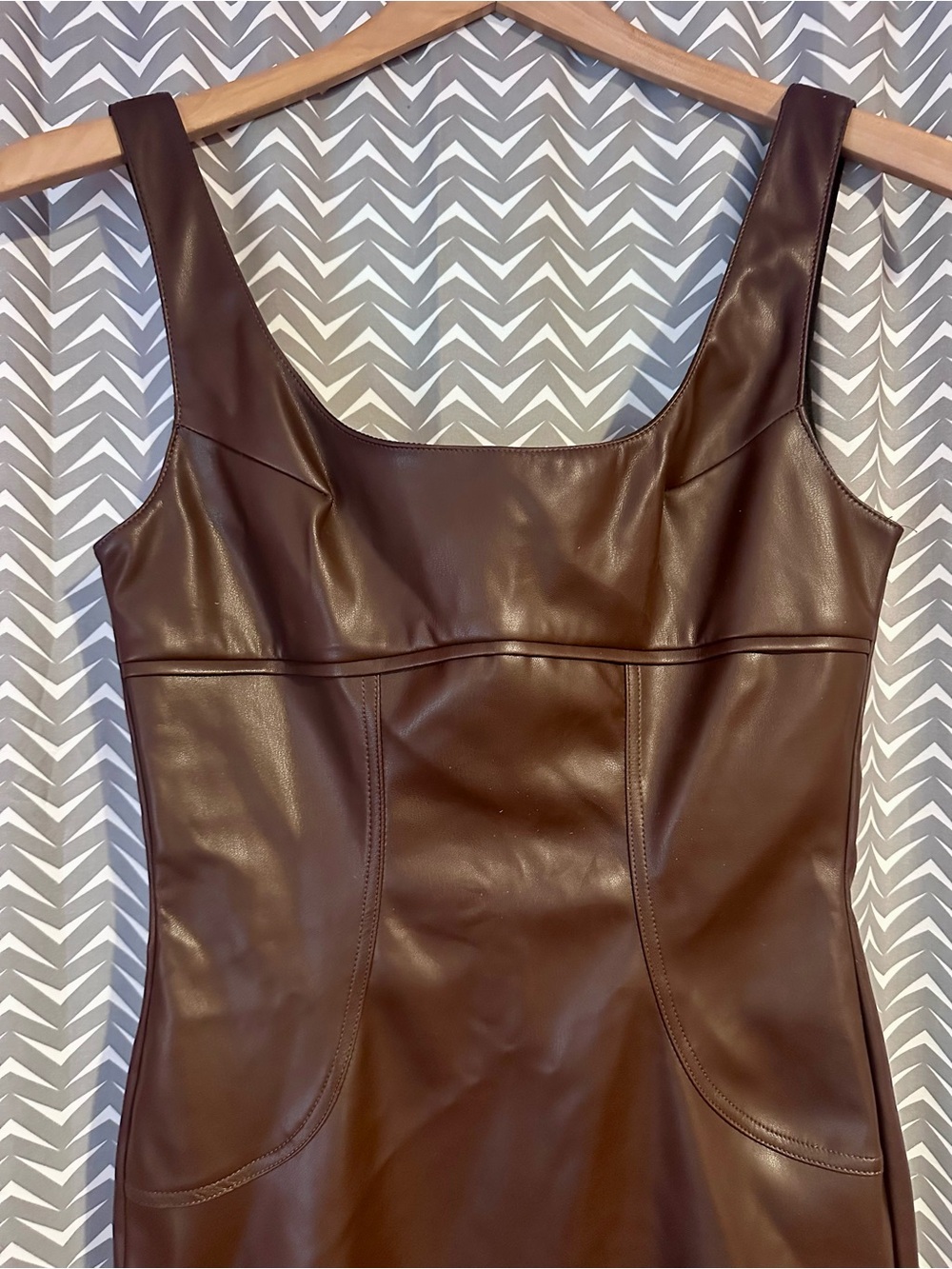 NWT Commense | Faux Leather Skinny Strappy Dress, XS - Picture 3 of 8